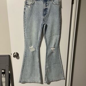 Lee Light Blue Distressed Flare Jeans